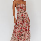 Monday Muse Drop Waist Maxi Dress Floral Red