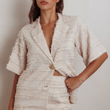 Reed Raw Edge Trim Shorts Cream