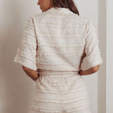 Reed Raw Edge Trim Shorts Cream