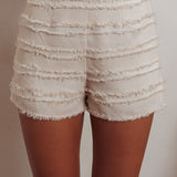 Reed Raw Edge Trim Shorts Cream