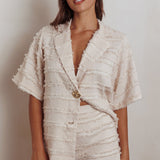 Reed Raw Edge Trim Shorts Cream