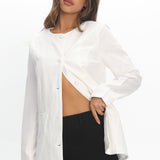 Vikki Round Neck Structured Top Cream