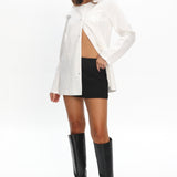 Vikki Round Neck Structured Top Cream