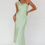 Eros Asymmetric Cowl Neck Maxi Dress Leaf
