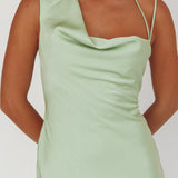 Eros Asymmetric Cowl Neck Maxi Dress Leaf