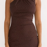On Air Twist Neck Split Maxi Dress Chocolate