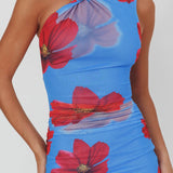 On Air Twist Neck Maxi Dress Floral Blue