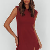 Groove Sleeveless Mini Dress Textured Burgundy