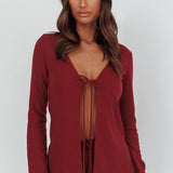 Ryder Tie Front Top Burgundy