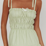 Anderson Tied Shoulder Smocked Bodice Maxi Dress Sage