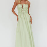 Remember When Tied Bodice Maxi Dress Sage