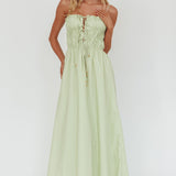 Remember When Tied Bodice Maxi Dress Sage
