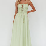 Remember When Tied Bodice Maxi Dress Sage