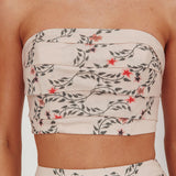 Ezmeralda Strapless Peat Crop Top Floral Beige