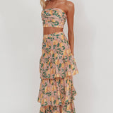 Ezmeralda Tiered Ruffle Maxi Skirt Lemon