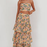 Ezmeralda Tiered Ruffle Maxi Skirt Lemon