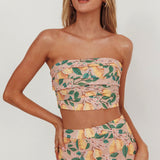 Ezmeralda Strapless Peat Crop Top Lemon