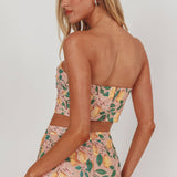 Ezmeralda Strapless Peat Crop Top Lemon