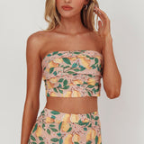 Ezmeralda Strapless Peat Crop Top Lemon