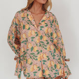Telling Secrets Tied Cuff Top Lemon