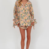 Telling Secrets Tied Cuff Top Lemon