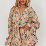 Telling Secrets Tied Cuff Top Lemon