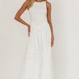 Smith Shirred Bodice Midi Dress White