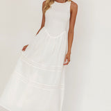 Smith Shirred Bodice Midi Dress White