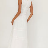 Smith Shirred Bodice Midi Dress White
