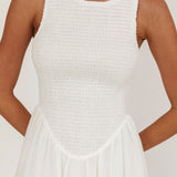 Smith Shirred Bodice Midi Dress White