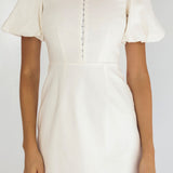 Leronne Hook & Eye Puff Sleeve Mini Dress White