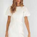 Leronne Hook & Eye Puff Sleeve Mini Dress White