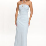 Letisha Textured Halter Maxi Dress Ocean