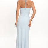 Letisha Textured Halter Maxi Dress Ocean