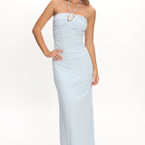 Letisha Textured Halter Maxi Dress Ocean