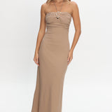 Letisha Textured Halter Maxi Dress Clay