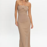 Letisha Textured Halter Maxi Dress Clay