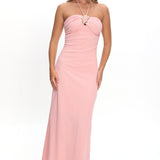 Letisha Textured Halter Maxi Dress Pink