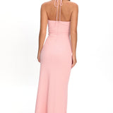 Letisha Textured Halter Maxi Dress Pink