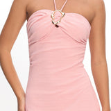 Letisha Textured Halter Maxi Dress Pink