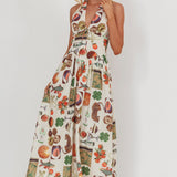 Clarette Basque Waist Open Back Maxi Dress Exotic Beige