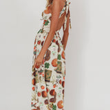 Clarette Basque Waist Open Back Maxi Dress Exotic Beige