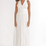 Sundrenched Halter Maxi Dress Eyelet White