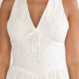 Sundrenched Halter Maxi Dress Eyelet White