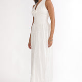 Sundrenched Halter Maxi Dress Eyelet White