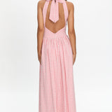 Sundrenched Halter Maxi Dress Checker Pink