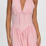 Sundrenched Halter Maxi Dress Checker Pink