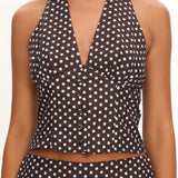 Sundrenched Button Halter Top Polka Dot Chocolate