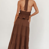 Under The Moons Tie Waist Maxi Skirt Cocoa