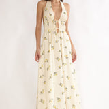 Under The Moons Tied Front Maxi Dress Floral Yellow